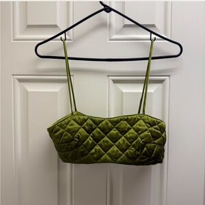 Quilted Olive Green Crop Top